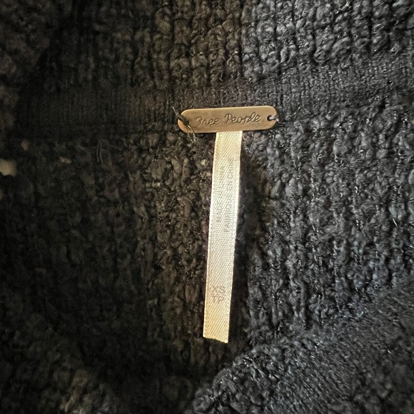 Free People Women's XS Chunky Knit Cowl Neck Pullover Sweater Black - Picture 4 of 8